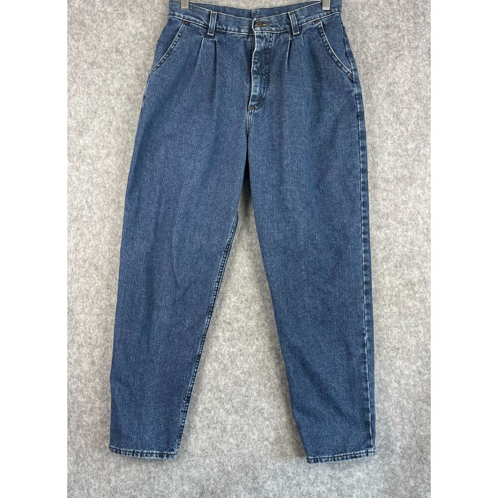 VTG Lee Bareback Jeans Womens 12 Medium Wash 29x29 Tapered High Rise Pleated USA